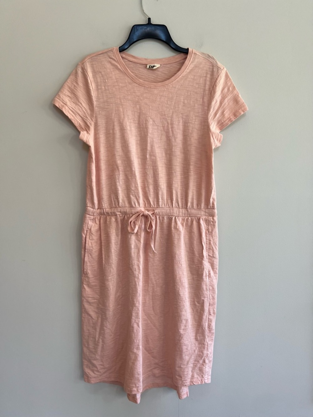 Pact Organic Cotton Relaxed Slub Weekend Short Sleeve Dress, Peach Pink, M